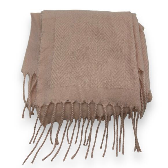 NEW Style & Co Light Pink Fringe Scarf Oblong Rectangle Solid Knit Warm & Cozy - Picture 5 of 14
